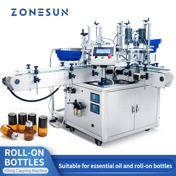 ZONESUN רול על בקבוקי מילוי מכסת מכונת דאודורנט דיאודורנט שמן נוזלי אוטומטי מגנטי משאבת ZS-AFC11
