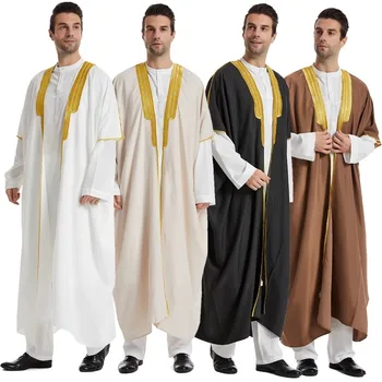 ערבי-מוסלמי גברים Thobe Thawb גלימה עיד Jubba Thobe Mens סוודר Abaya שמלה ארוכה הרמדאן החלוק הסעודית הערבית Musulman גלימה דובאי